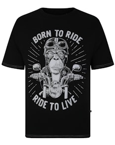 KAM Born to Ride Print T-Shirt Black